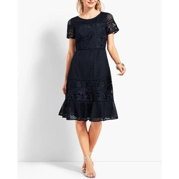 Talbots Dresses & Skirts - Talbot's Mixed Black Lace Fit-And-Flare Dress| SZ 16W